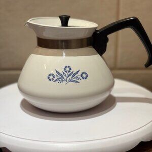 Vintage Corning Ware Blue Cornflower 6 Cup Coffee Tea Pot Kettle with Lid P-104
